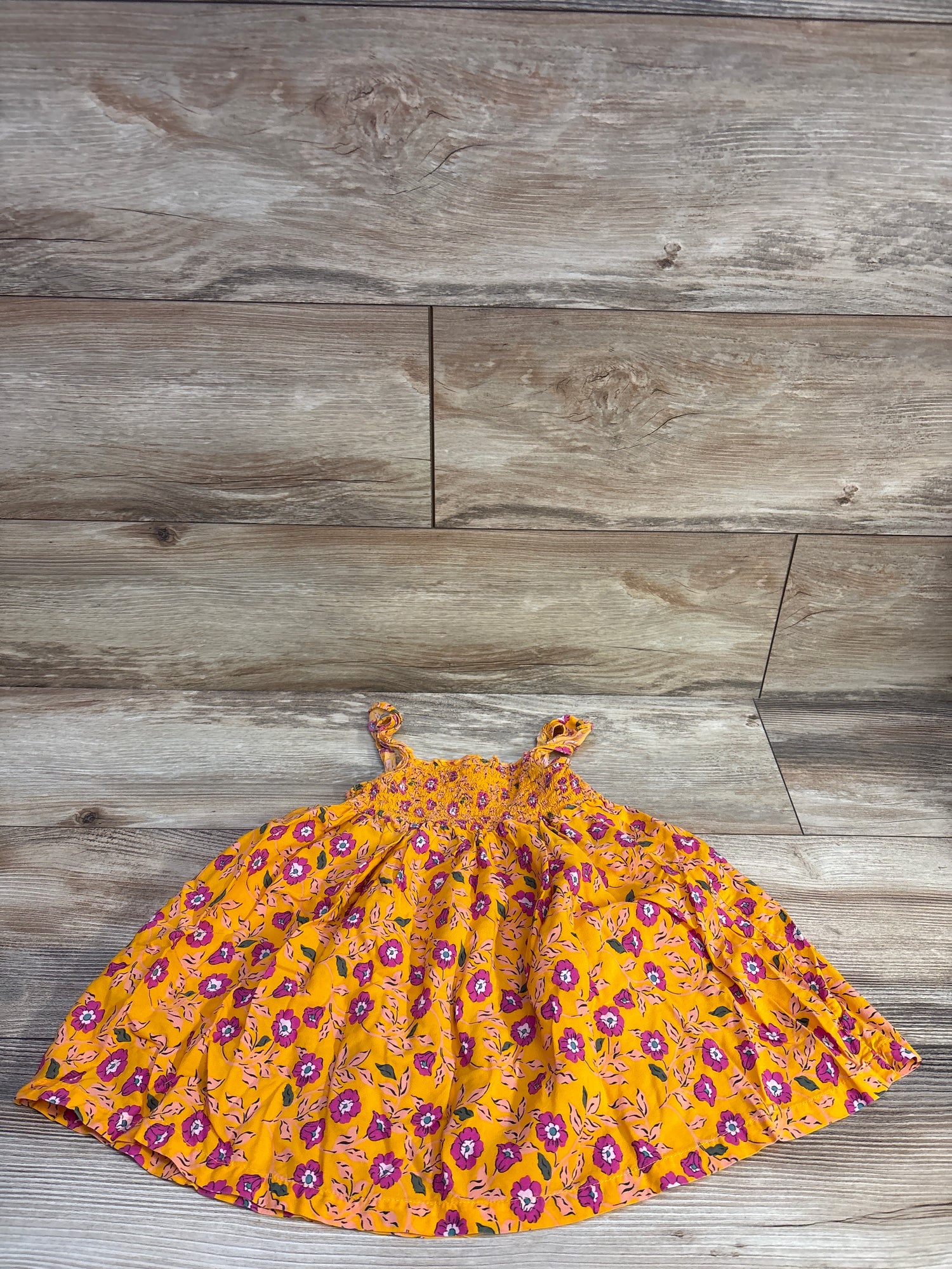 Carter's Floral Smocked Viscose Dress Orange sz 24m
