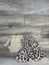 2pc Set Long Sleeve Bodysuit + Leopard Pants Tan sz 12-18m
