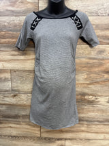 Feathers Maternity Striped Dress Grey sz Medium - Me n Mommy To Be