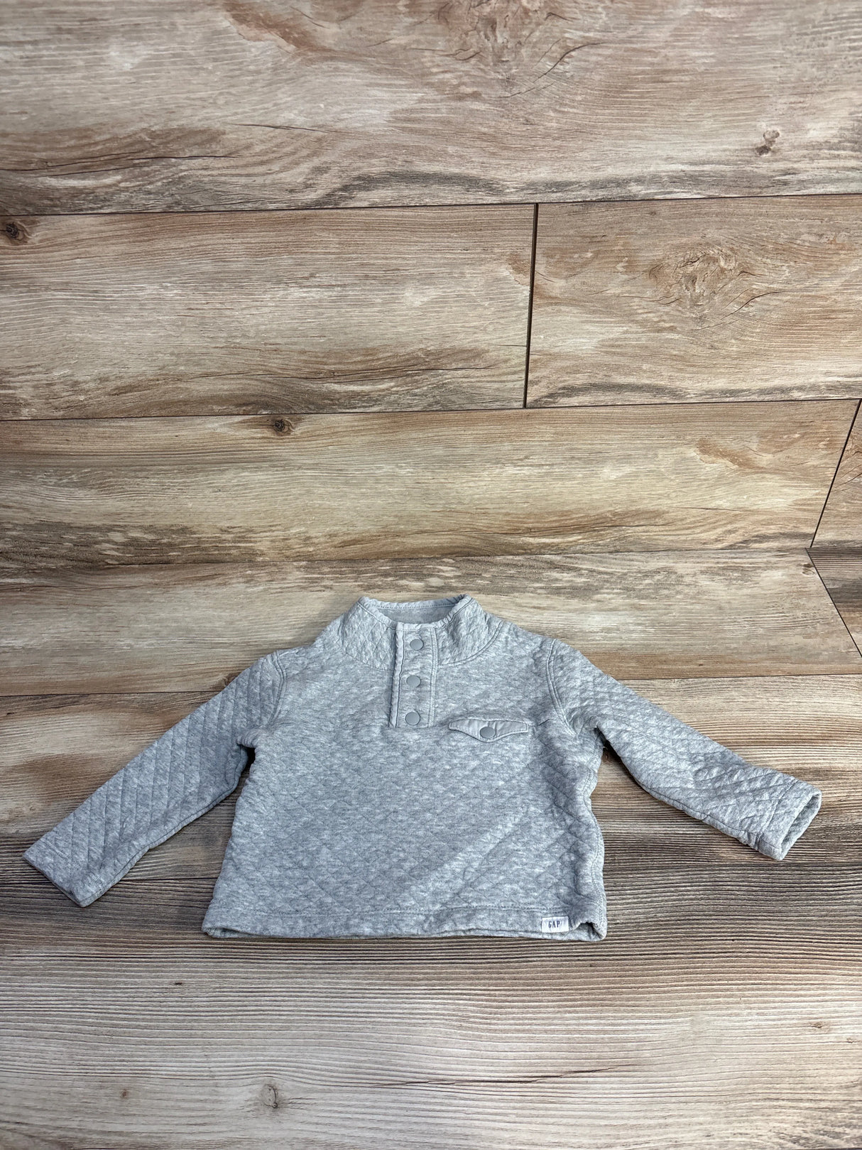 Baby Gap Quilted Pullover Sweatshirt Grey sz 18-24