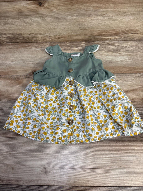 Daisy Fuentes Floral Ruffle Dress Green sz 24m - Me n Mommy To Be