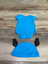 Marvel 2pc Captain America Bodysuit & Hat Set Blue sz Newborn