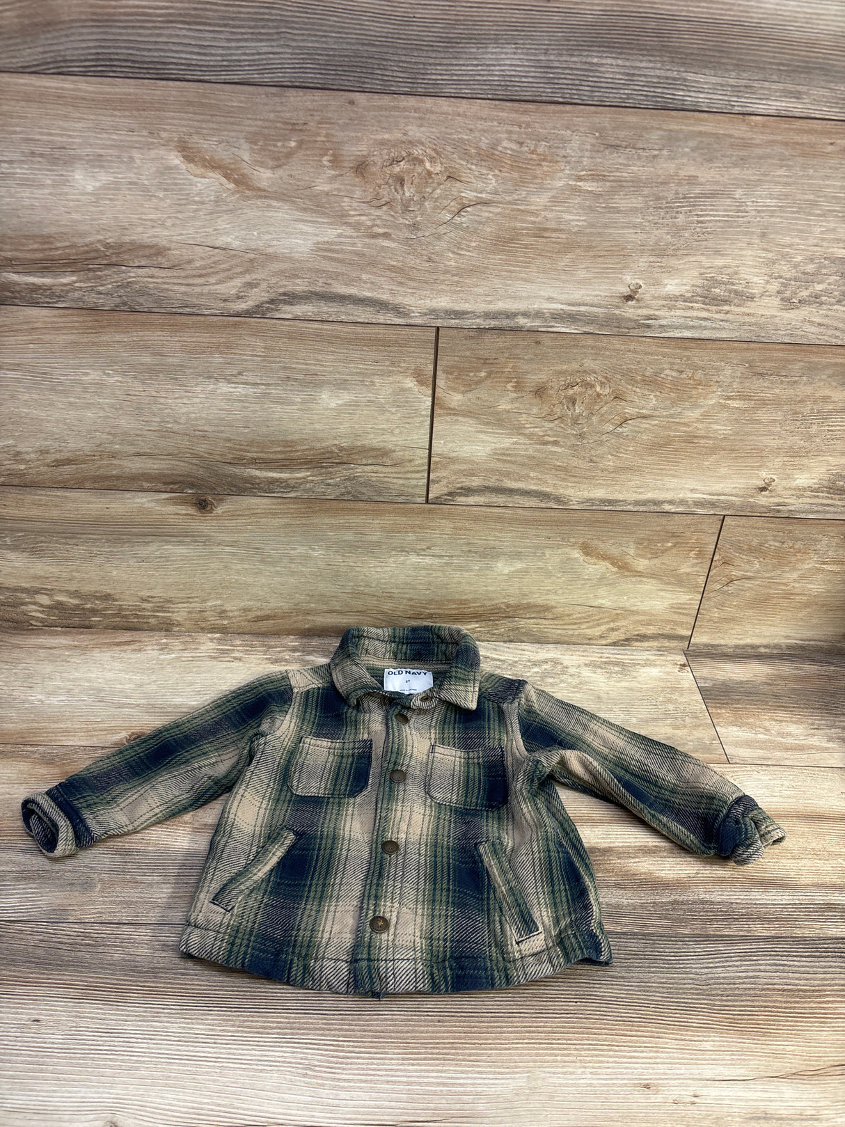 Old Navy Plaid Pocket Shacket Green sz 2T