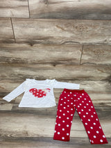 2pc Ruffle Trim Shirt & Pants White/Red sz 12-18m