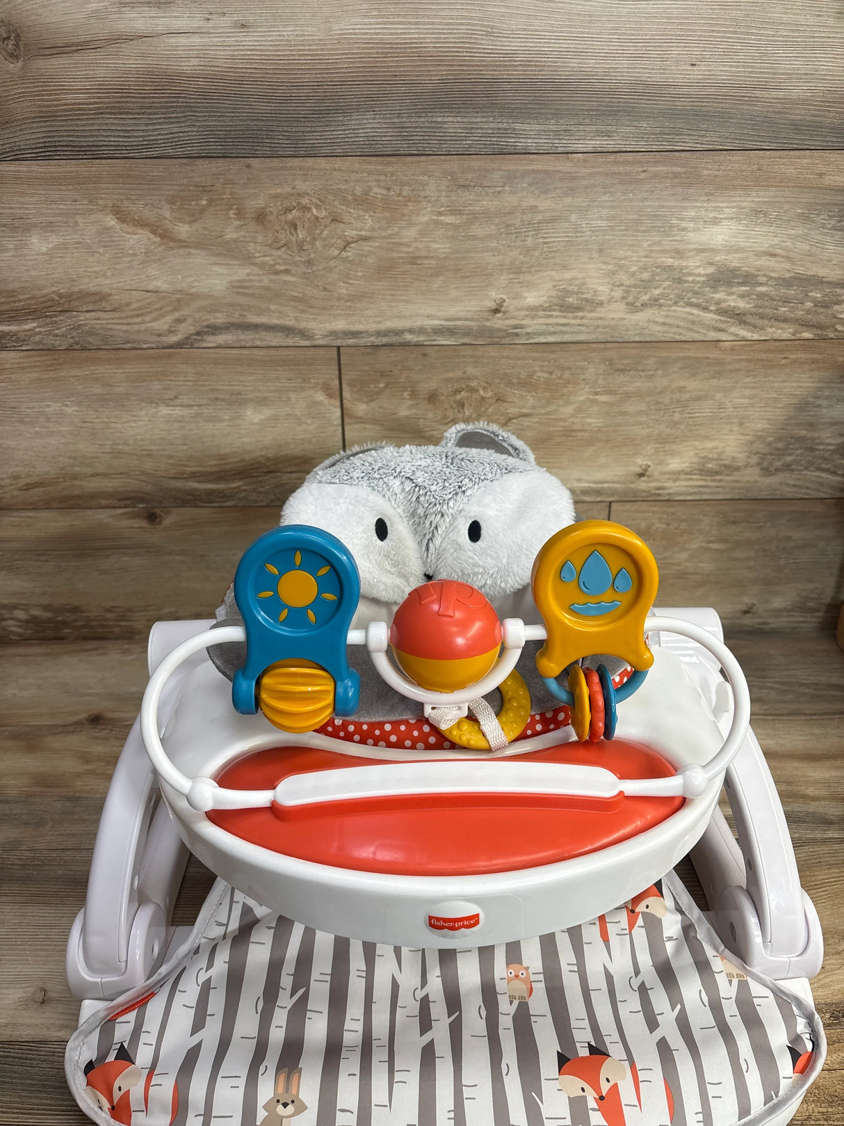 Fisher-Price Baby Deluxe Sit-Me-Up Floor Seat with Toy Bar - Fox