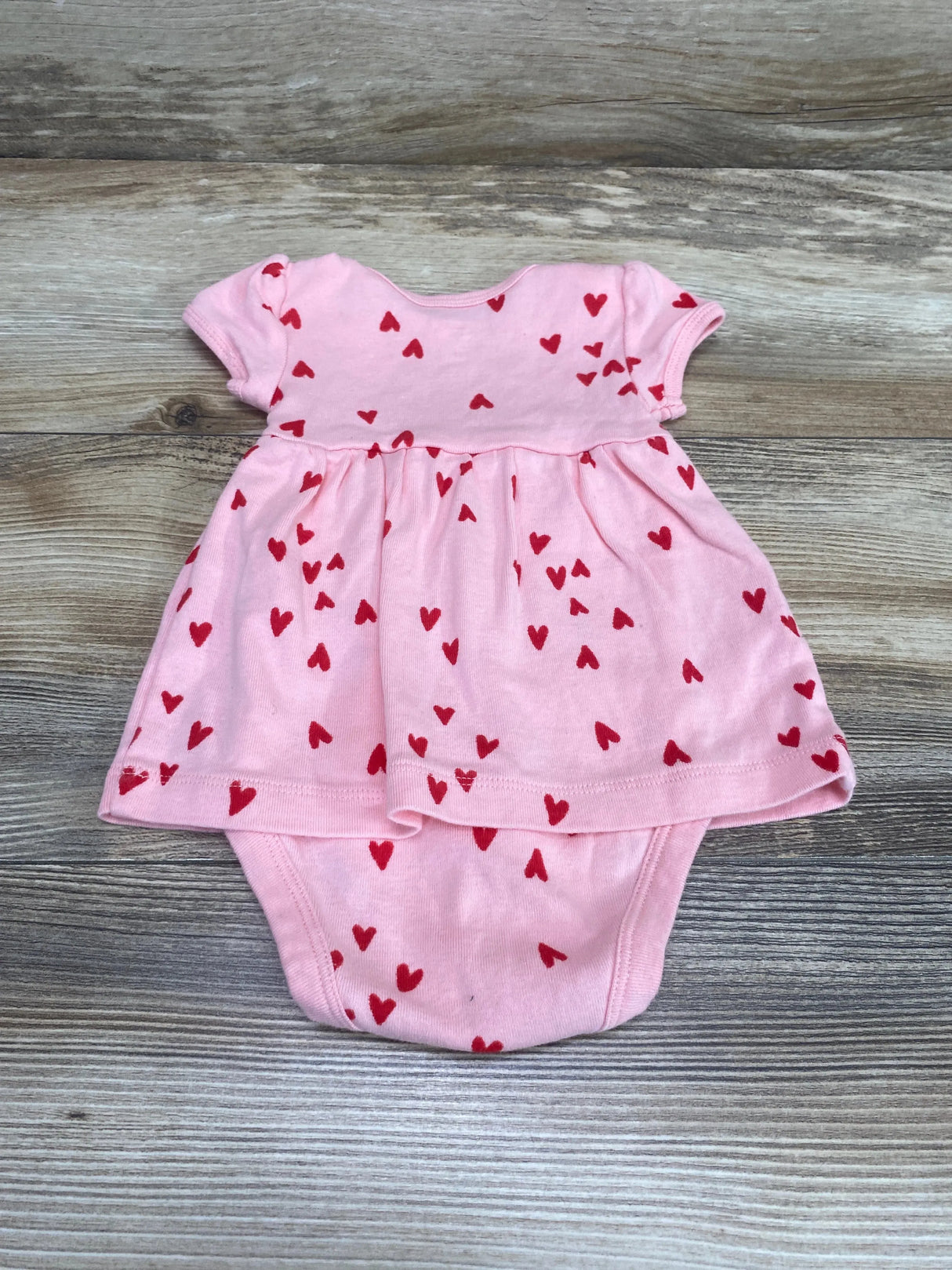 Just One You Heart Print Bodysuit Dress Pink sz 3m