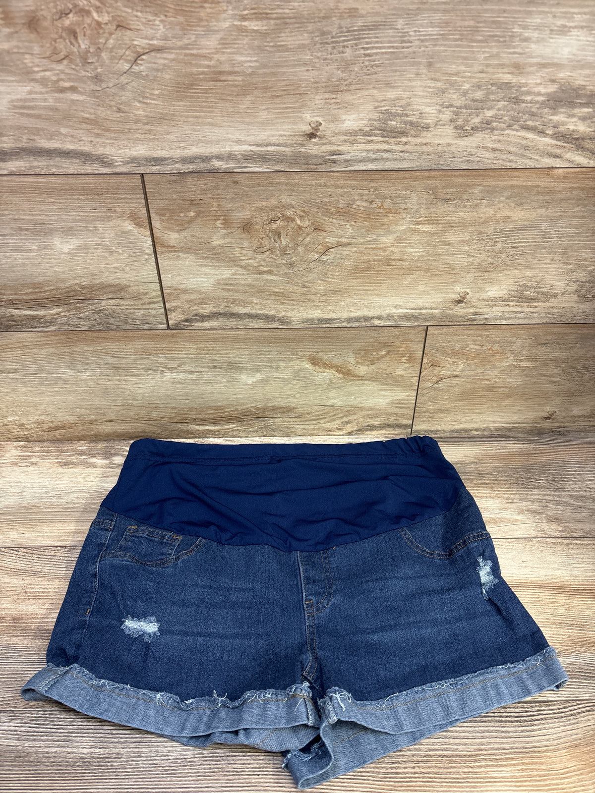 Shein Maternity Full Panel Denim Shorts Blue sz Large