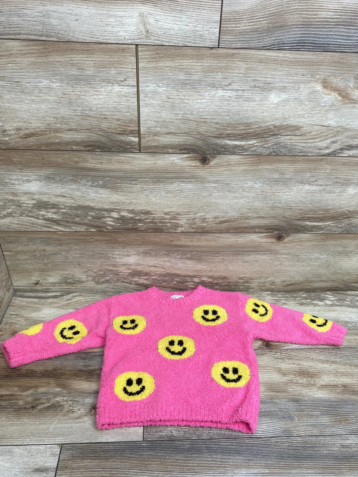 Kate Mack Smiley Face Fuzzy Sweater Pink sz 2T