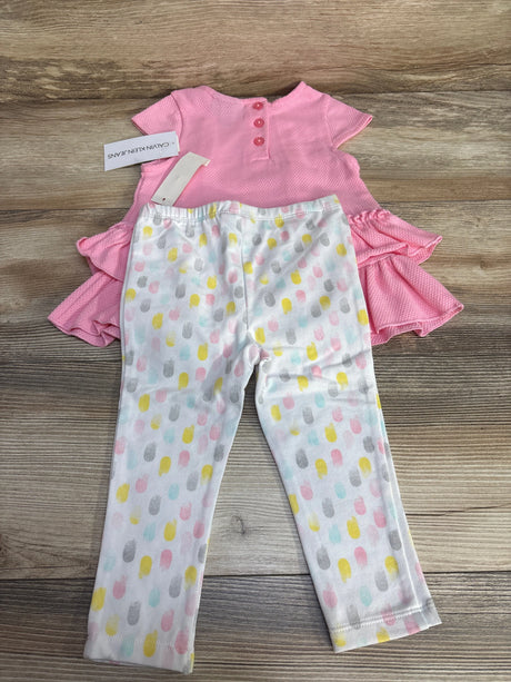 NEW Calvin Klein Jeans 2pc Ruffle Top & Leggings Pink sz 18m - Me n Mommy To Be