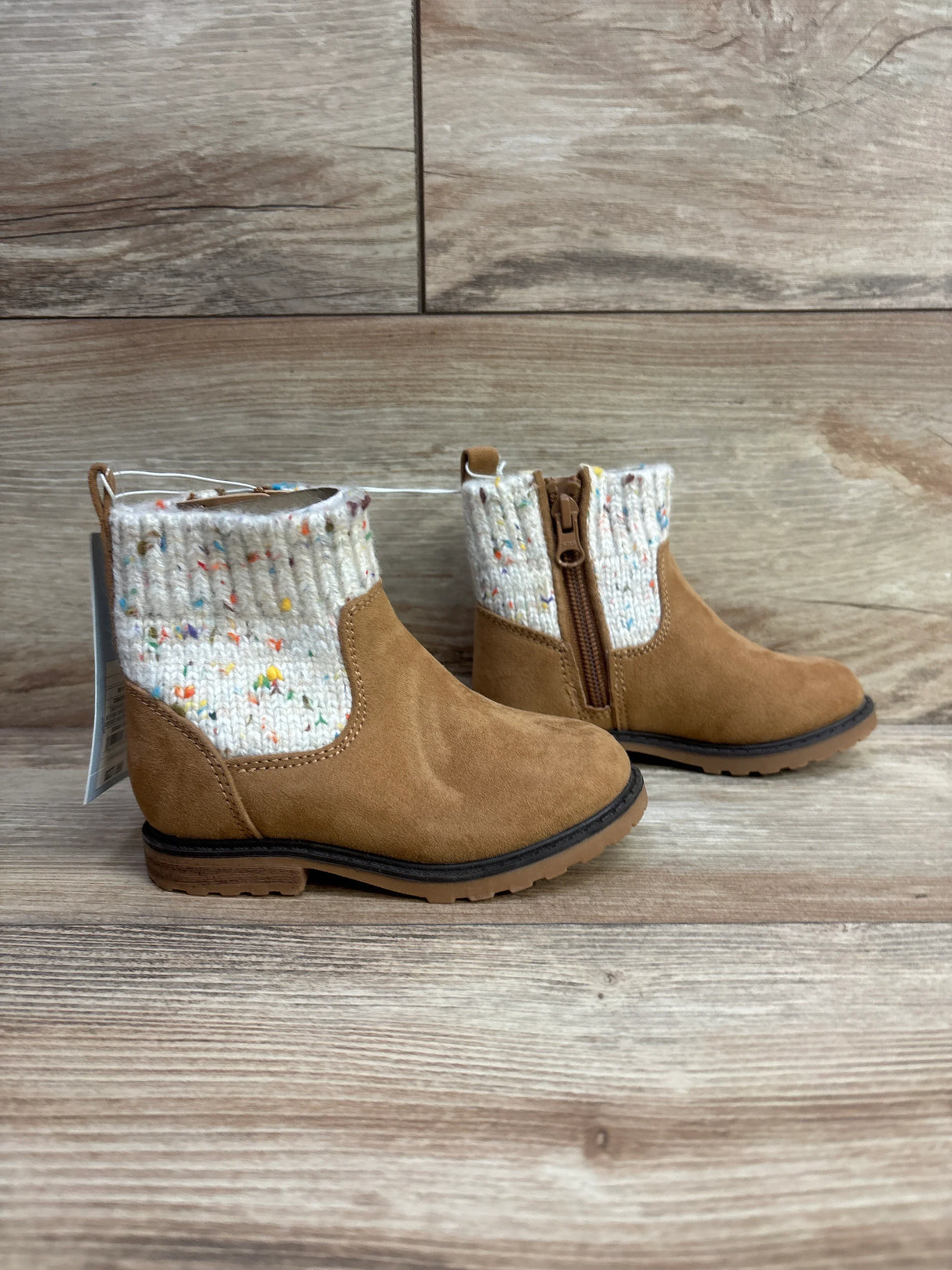 NEW Cat & Jack Emmaline Knit Boots Cognac sz 7c