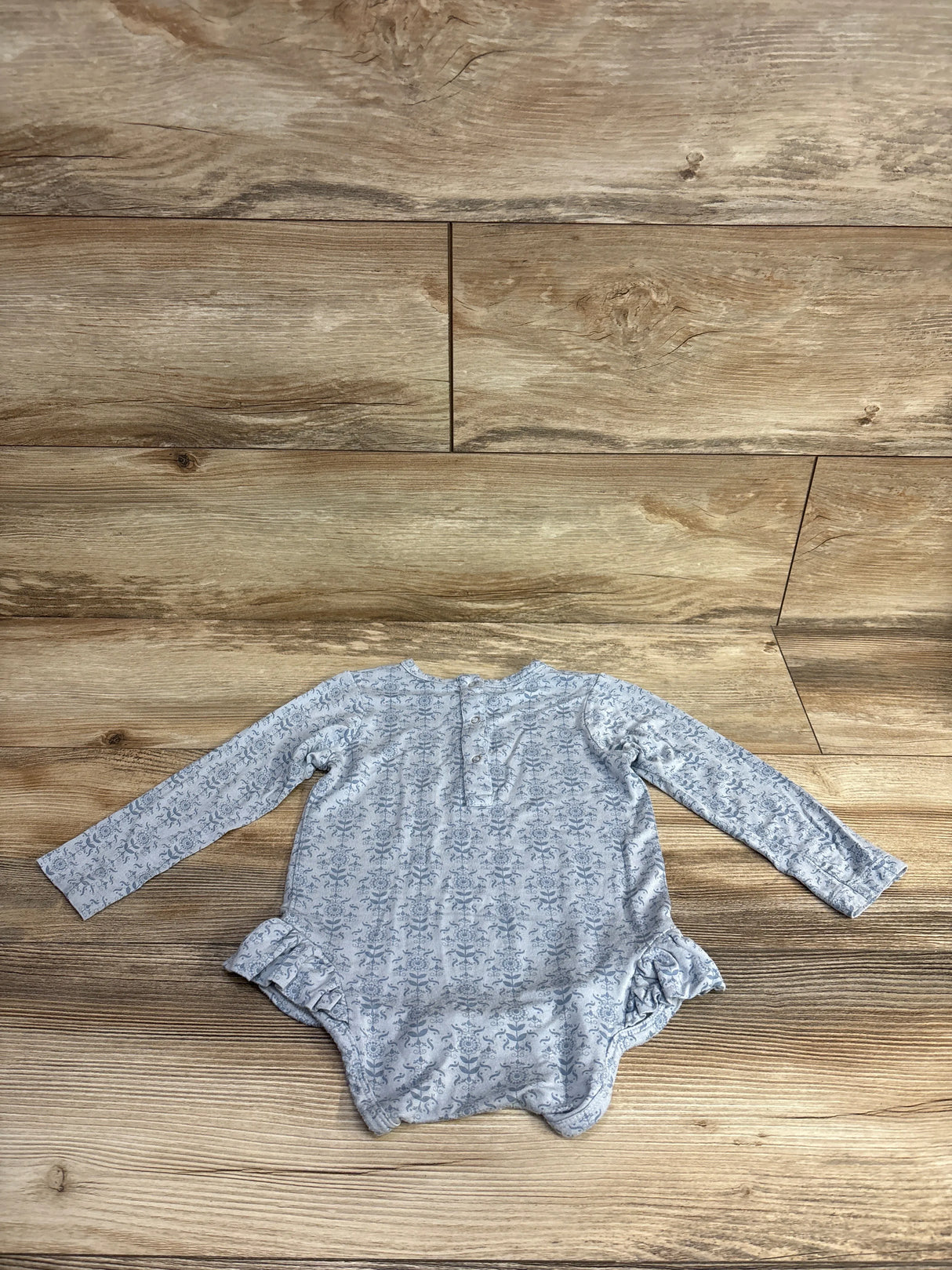 Kate Quinn Long Sleeve Ruffle Leg Bodysuit Floral Blue sz 2T