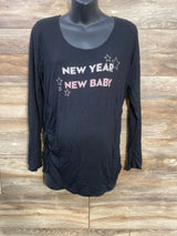 a:glow Maternity New Year New Baby Ruched Shirt Black sz Large