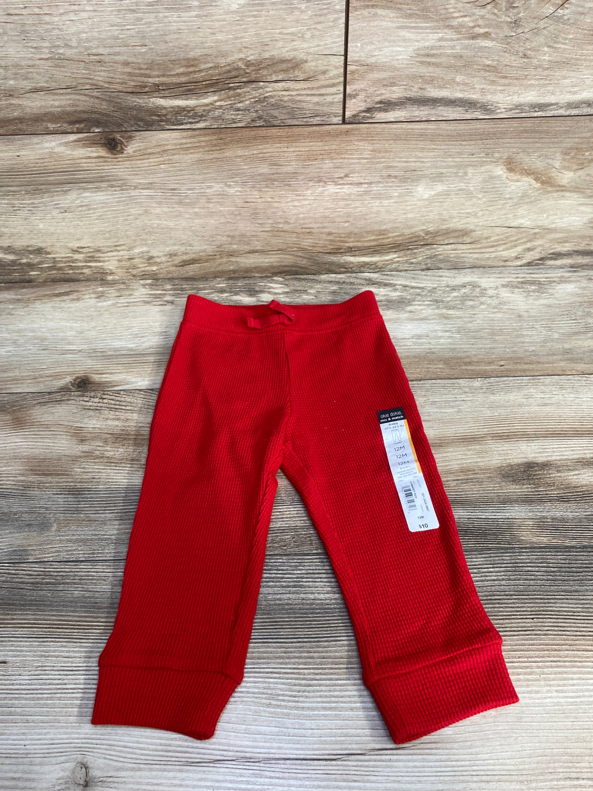NEW Okie Dokie Waffle Print Joggers Red sz 12m