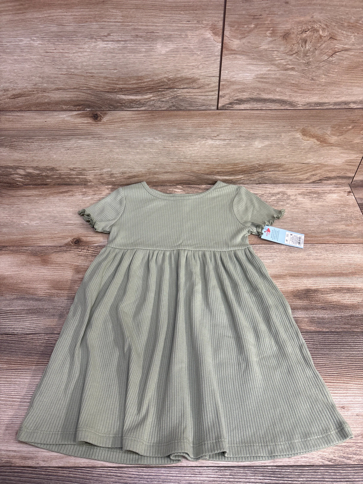 NEW Cat & Jack Ribbed Dress Olive sz 4T