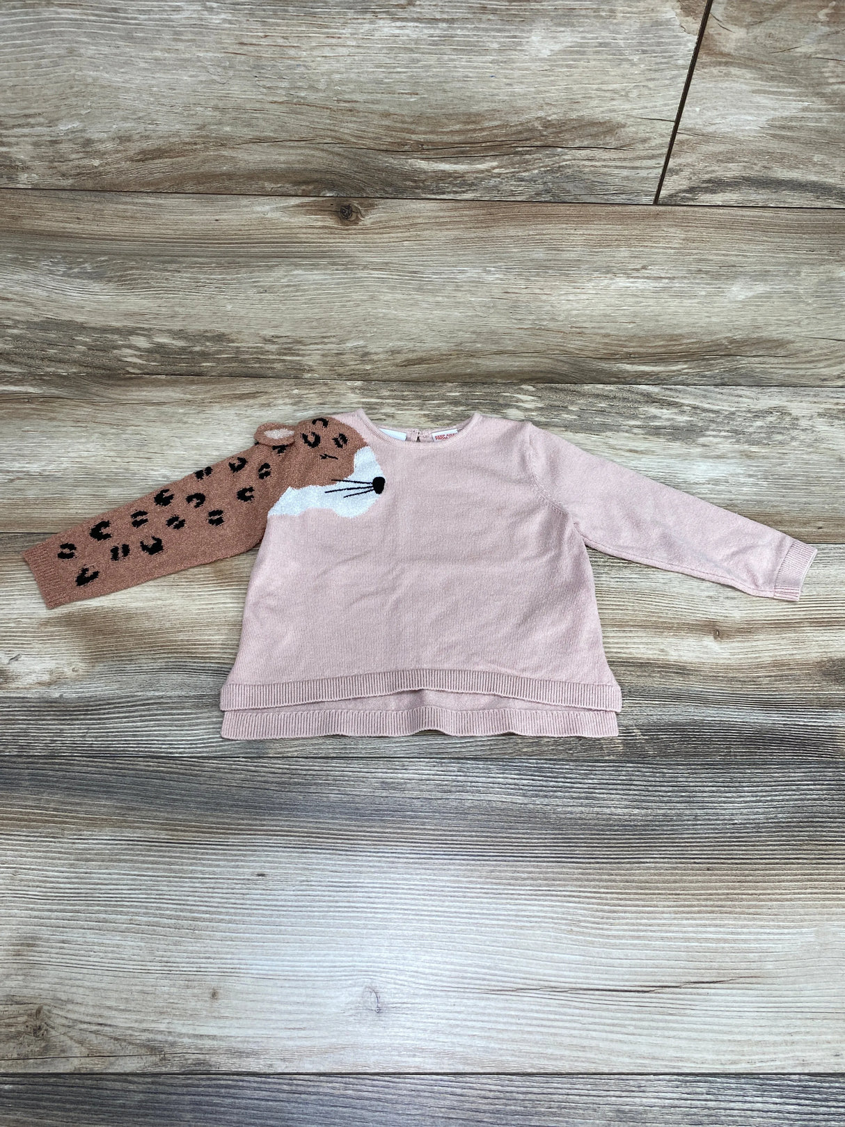 Zara Baby Girl Blush Leopard Sleeve Sweater sz 9-12m