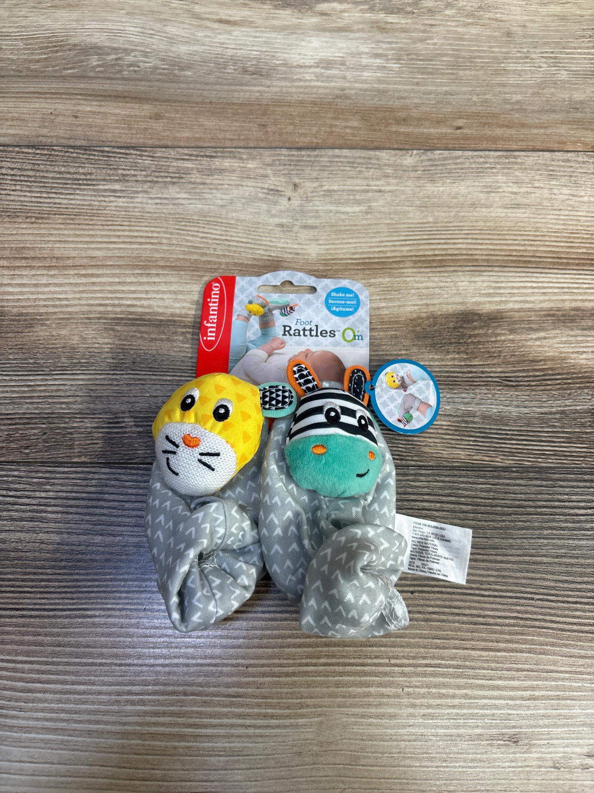 NEW Infantino Foot Rattles - Zebra & Cheetah