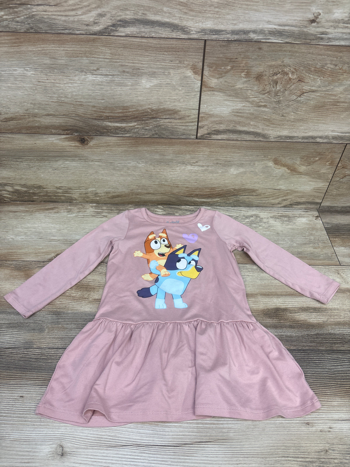 Bluey Long Sleeve Peplum Trim Dress Pink sz 2T