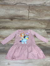 Bluey Long Sleeve Peplum Trim Dress Pink sz 2T