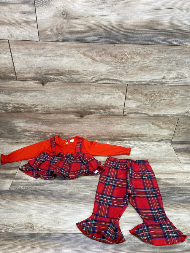 2pc Ribbed Plaid Top & Pants Red sz 12-18m - Me n Mommy To Be