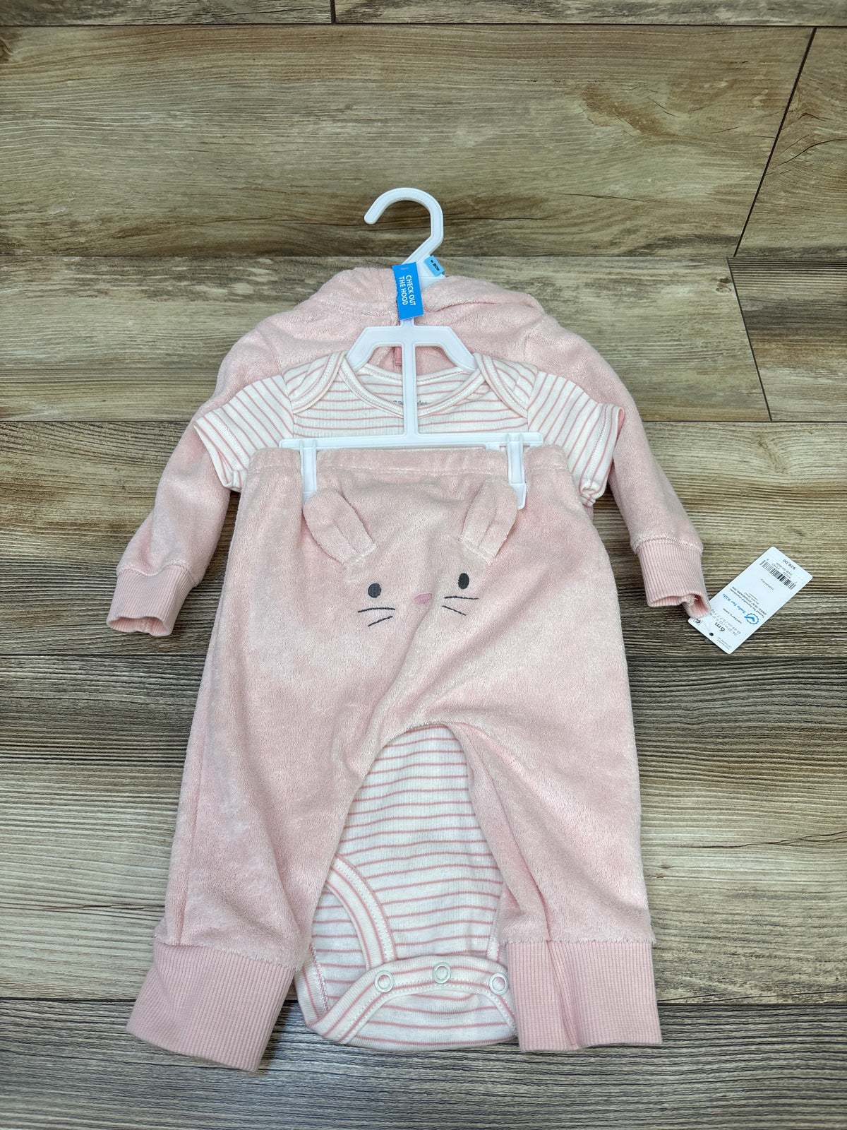 NEW Carter's 3pc Terry Cloth Full-Zip Jacket, Bodysuit, & Pants Set Pink sz 6m