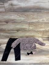 Nicole Miller 2pc Leopard Pullover Sweatshirt & pants Set Pink sz 24m