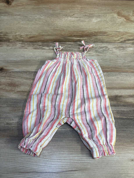 Old Navy Striped Linen Blend Romper Pink sz 0-3m - Me n Mommy To Be