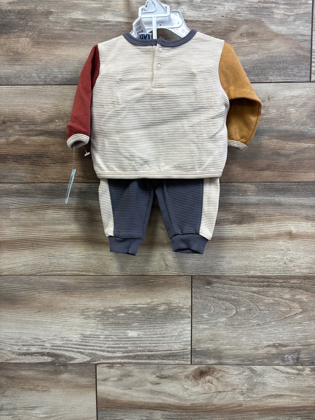 NEW Little Lad 2pc Smile Pullover Sweatshirt & Joggers Set Beige sz 0/3m