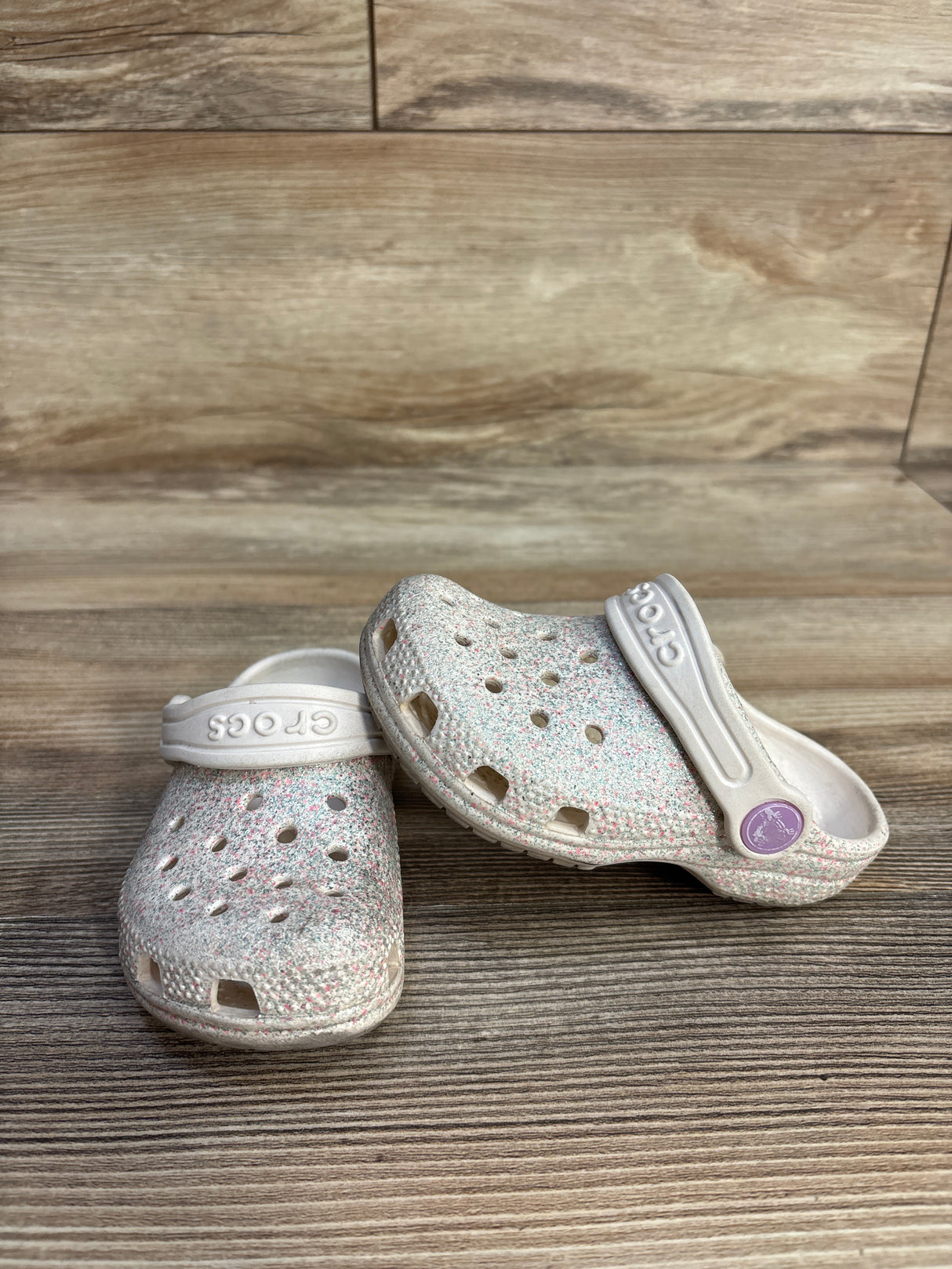 Crocs Classic Clogs White Glitter sz 7c