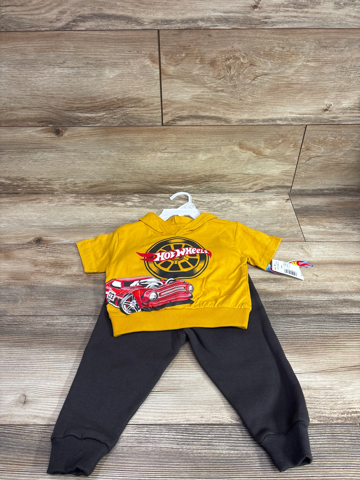NEW Hot Wheels 2pc Hooded Shirt & Pants Set Yellow sz 12m