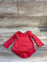 Hanna Andersson Velour Collared Long Sleeve Bodysuit Red sz 3-6m