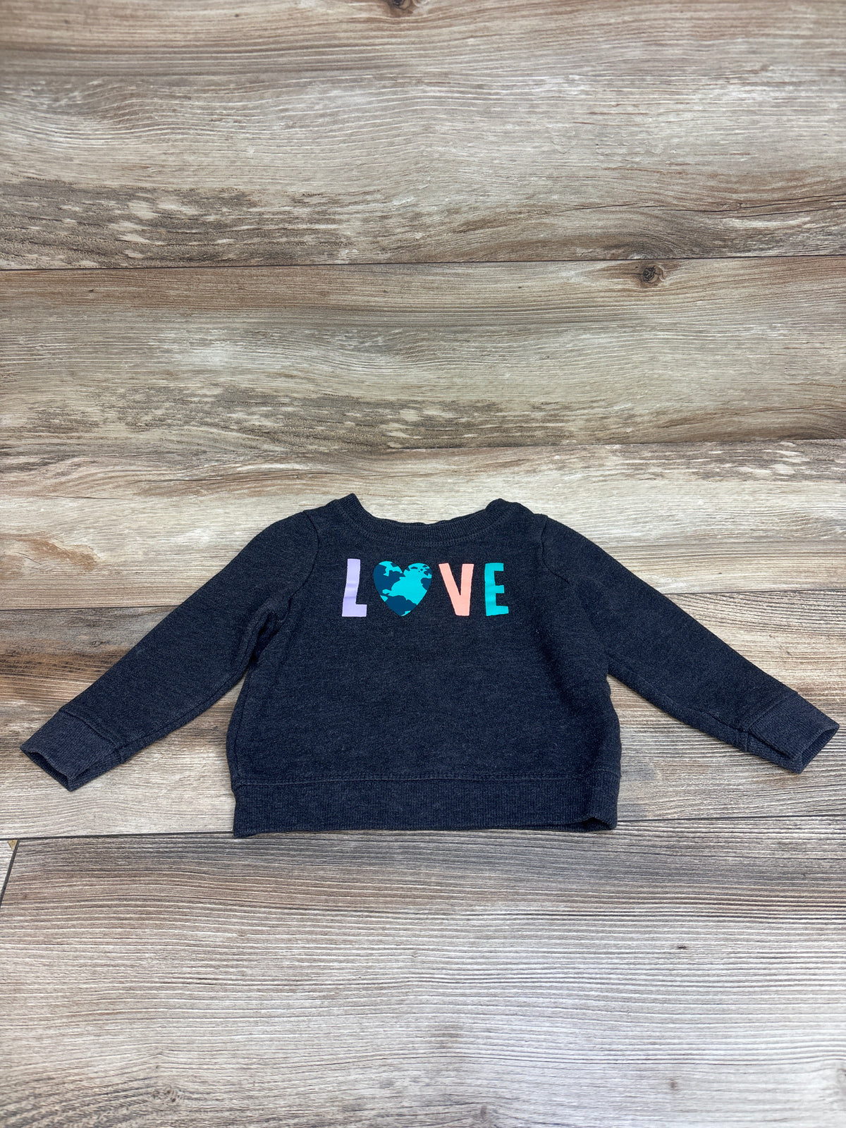 Cat & Jack Love Pullover Sweatshirt Grey sz 18m