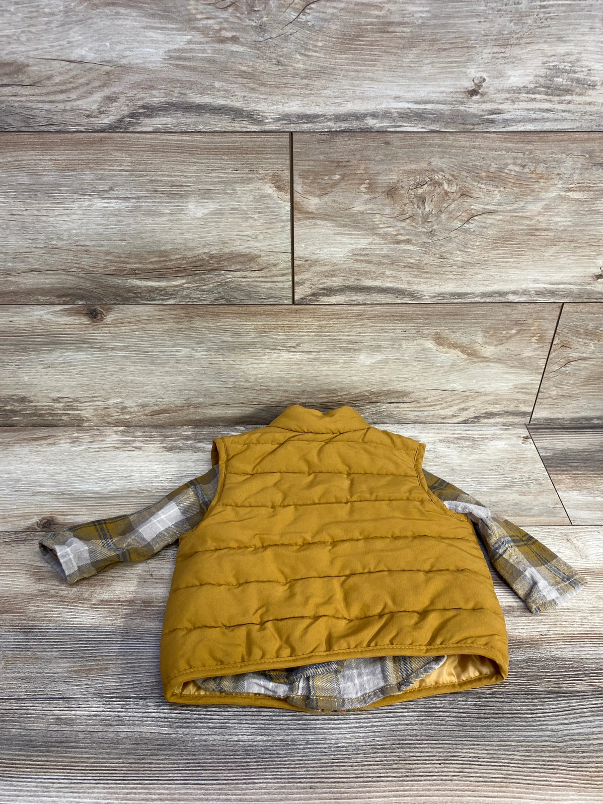 Petit Lem's 2pc Plaid Flannel & Vest Set Brown sz 12m