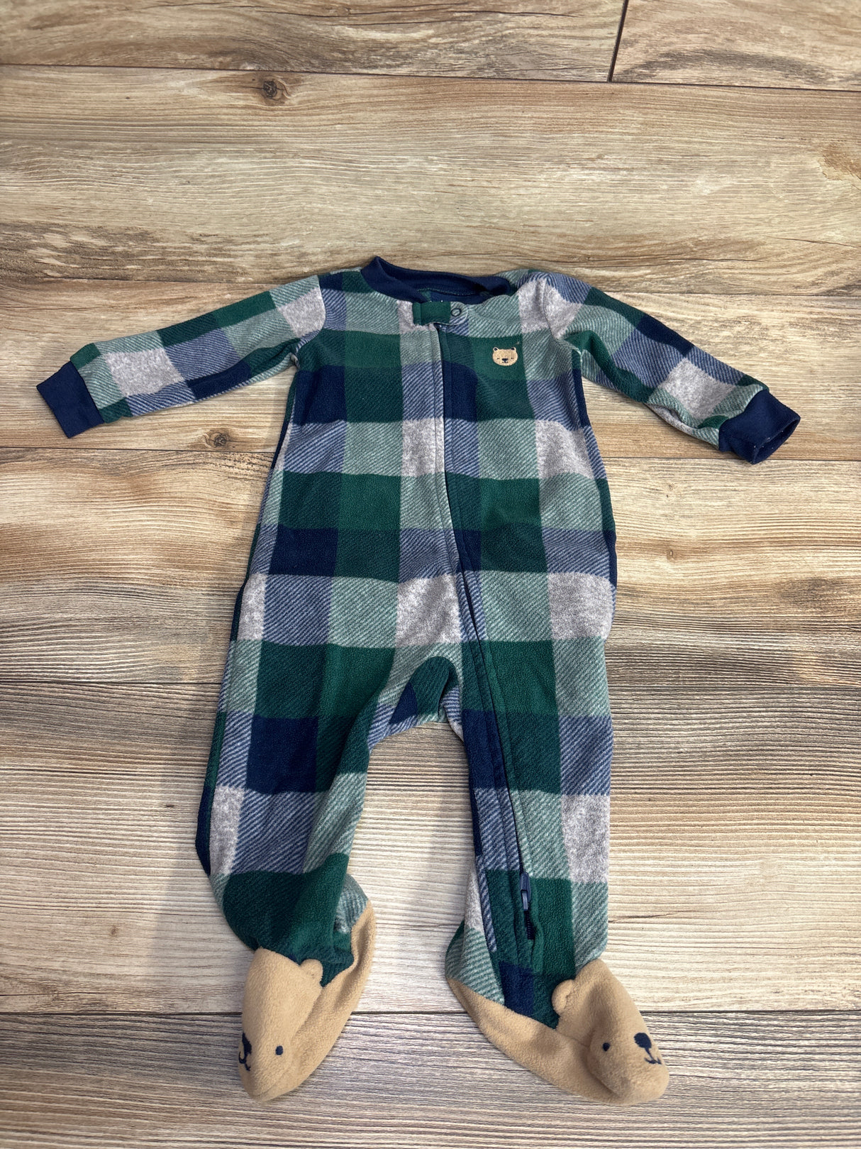 Carter's Plaid Blanket Sleeper Green sz 9m