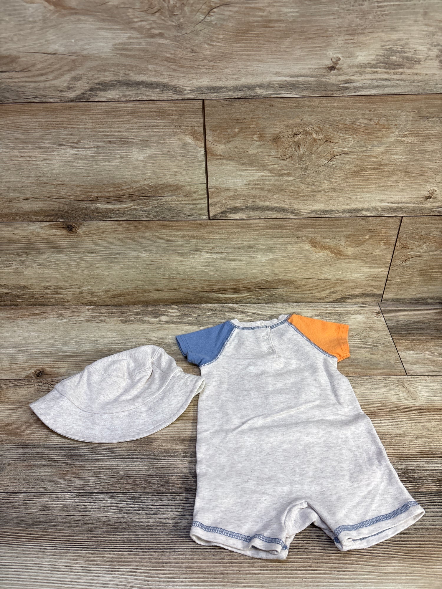 Baby Starters 2pc Shortie Romper & Hat Set Beige sz 9m