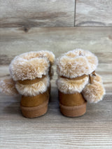 First Steps by Stepping Stones Pom Pom Faux Fur Boots, Brown sz 4c
