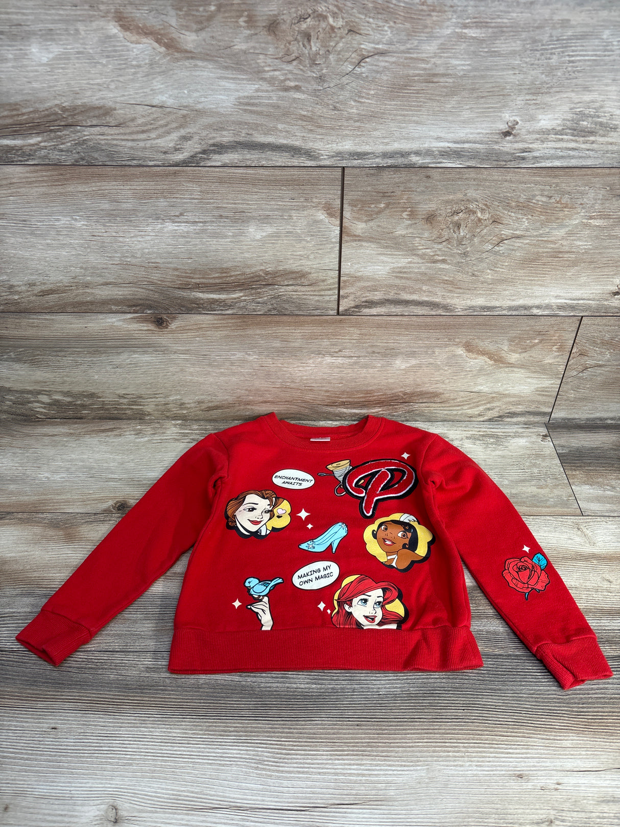 Disney 100 Princess Pull Over Sweater Red sz 4/5T