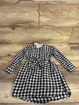 H&M Gingham Henley Waist-Tie Dress Black sz 2-3T