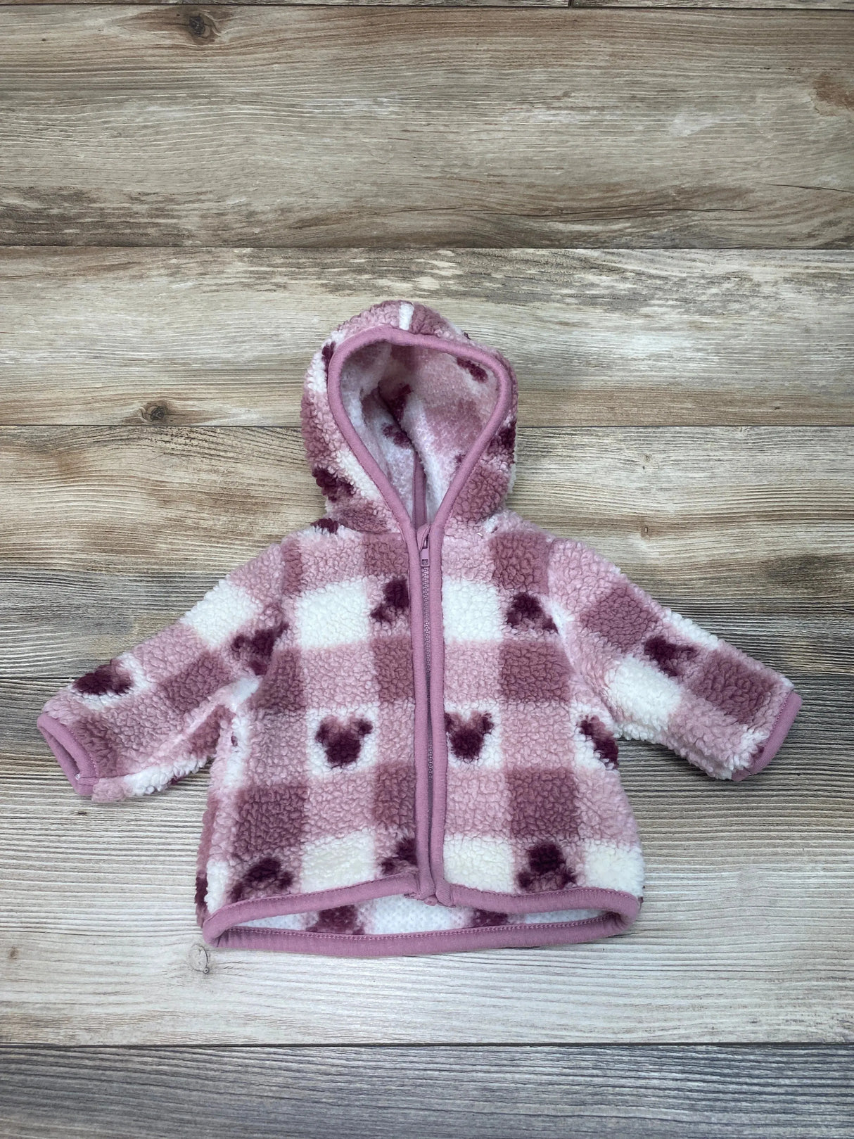 Disney Baby Minnie Mouse Full Zip Sherpa Hoodie Purple sz Newborn