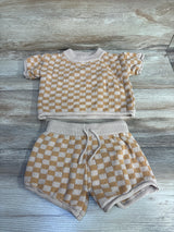 Knit Checkered Short Set Caramel sz 18-24m
