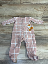 Carter's Plaid Fox Blanket Sleeper Pink sz 6m