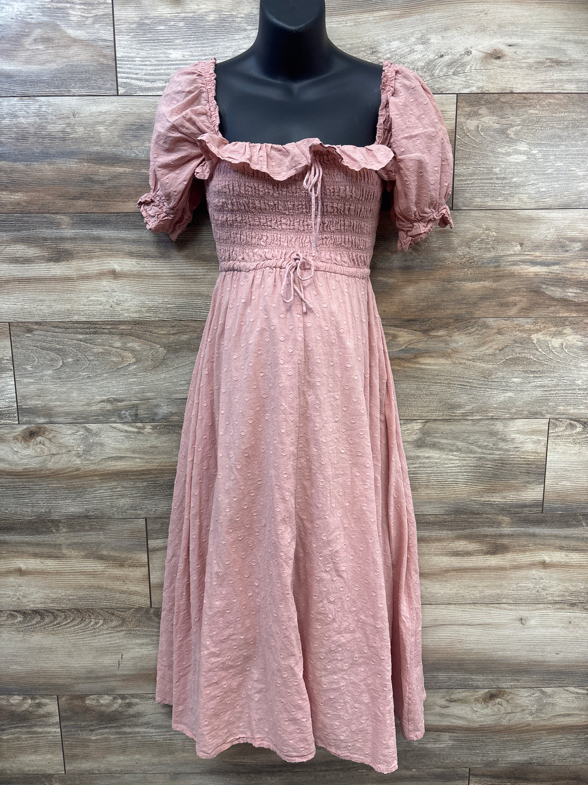 R.YIposha Bump Friendly Puff Sleeve Smocked Flowy Dress Pink sz Medium