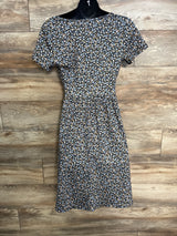 OUGES Blue Floral Nursing Dress Black sz Small