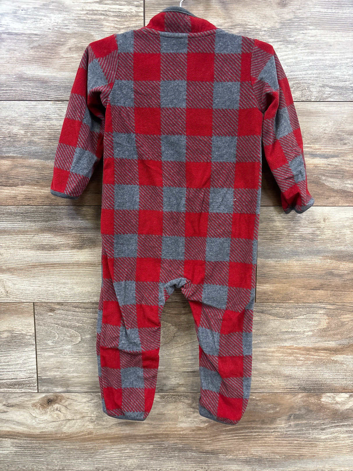 Carter's Buffalo Plaid Sherpa Lined Fleece Coverall Red sz 24m
