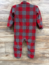 Carter's Buffalo Plaid Sherpa Lined Fleece Coverall Red sz 24m