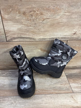 Camo Snow Boots Faux Suede Lining, Black sz 10c