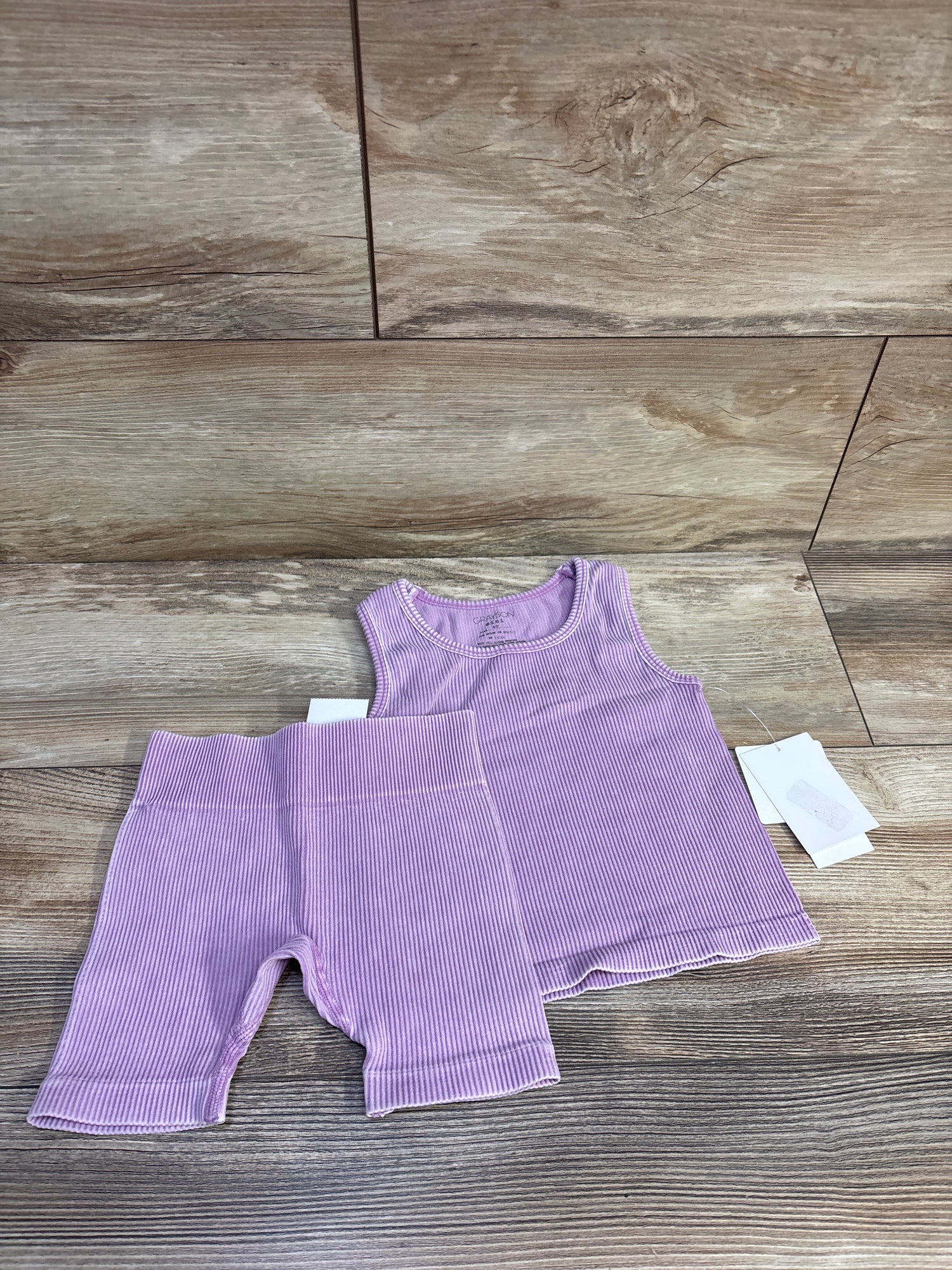 NEW Grayson Mini 2pc Ribbed Tank Top & Bike Shorts Set Lilac sz 4T