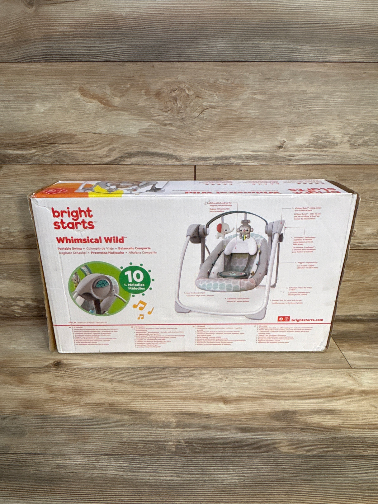 NEW Bright Starts Whimsical Wild Portable Compact Baby Swing
