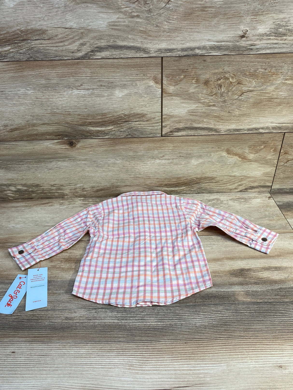 NEW Cat & Jack Plaid Button-Up Shirt Pink sz 12m