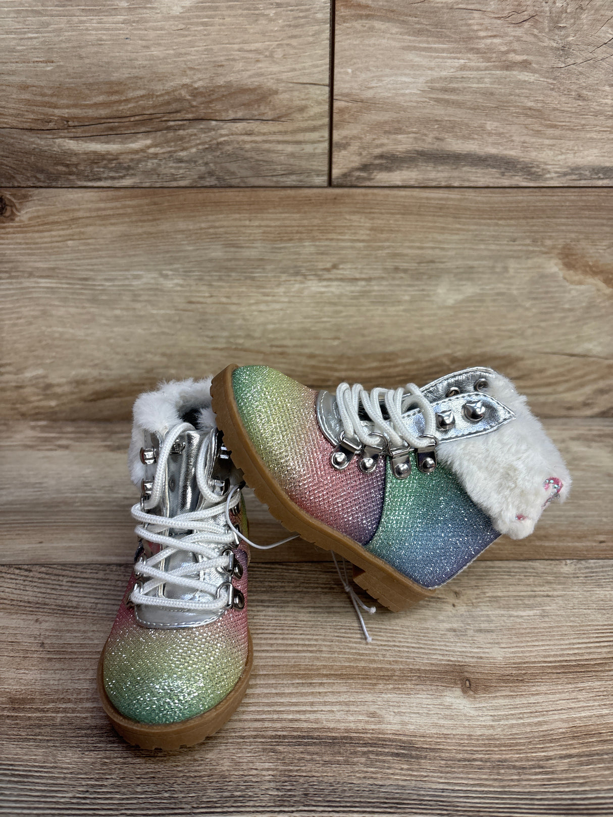 NEW Juicy Couture Sierra Vista Metallic Boots Rainbow sz 6c