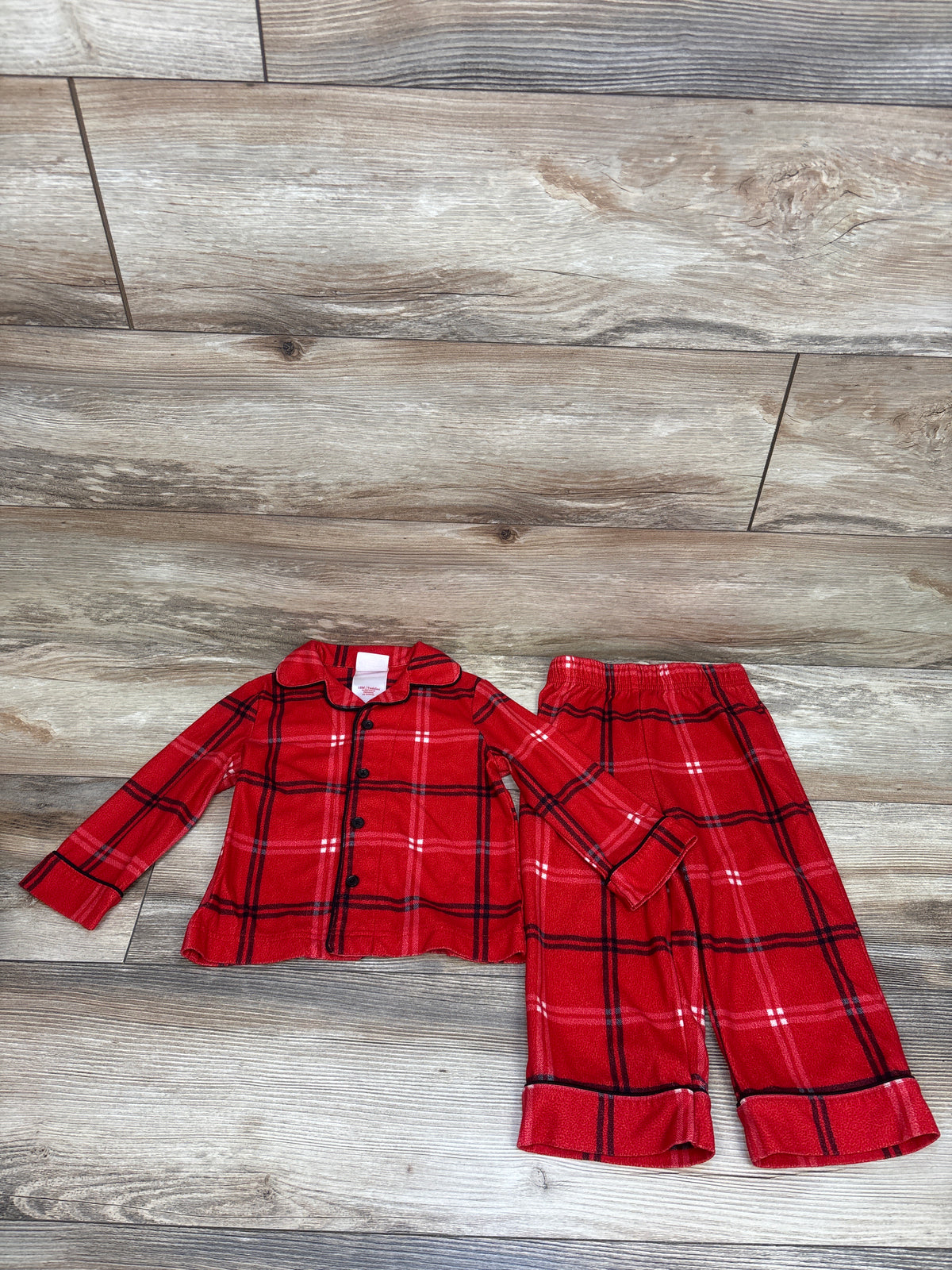 Wondershop 2pc Christmas Plaid Pajama Set Red sz 18m